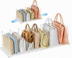 Dmevkic Extendable Purse Organizers Purse Storage. Length 16-28 in. Bag Organizer Purse Holder for Closet with 8 Adjustable S