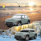 KMF 8pcs Thicken Sun Shade for Hyundai Kona 2024 2025 2026 Accessories,Full Car Window Covers Sunshade for Windshield Side Rear, Sun Visor UV Block and Blackout Privacy for Camping Outdoor
