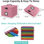 Pink Fire Proof File Box for Documents - Portable Fireproof Document Organizer Box with Handle Waterproof Safe Locking Folder