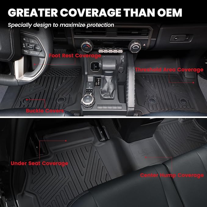 LASFIT Floor Mats for Toyota 4Runner 2025 (Only fit Hybrid) wtih Trunk mat&backrest mat, All Weather TPE Custom Fit Floor Liner for 4 Runner TRD/Limited/Platium 6th gen Front&Rear Car Mats, Black