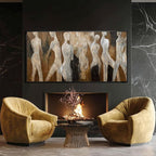 CHUDANHAO White and Brown Wall Art Graffiti Home Wall Decor Abstract Wall Pictures 24"x48" Decorations for Bedroom Dining Roo