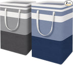 HomeHacks 2 Pack Large Laundry Baskets, Waterproof, Freestanding Laundry Hampers, Collapsible Clothes Hamper with Reinforced 