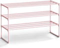 SONGMICS Shoe Rack, 3-Tier Shoe Organizer, Metal Storage Shelf, Upright or Upside Down, for 16-20 Pairs, Stackable, for Entry