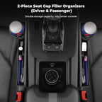 2 PCS Car Seat Gap Filler Organizer, Thickened Anti-Slip Leather Car Seat Crevice Storage Box with Cup Holder for BMW X3 X5 X7 X1 X6 X4 X1 X2 3 4 5 7 1 2 Accessories, with Sporty M 3-color logo