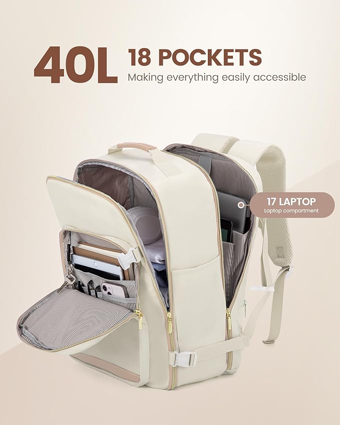 LOVEVOOK Travel Backpack for Women & Men 40L,Airline Approved Carry On Backpack Travel Essential,TSA Carry on Luggage,Waterpr