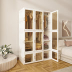 ANTBOX Portable Wardrobe Closet Storage Organizer for Clothes,Transparent Door Panels,Suitable for Living Room, Bedroom,Plast
