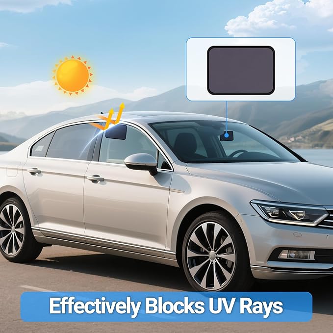 ZATOOTO Static Cling Car Window Shades (2 Pack, 9.84 * 7 in) Expandable Sun Shade Side Window Sun Blocker Car Windshield Sunshade｜Reinforced Frame｜Anti-Glare｜Static Cling｜