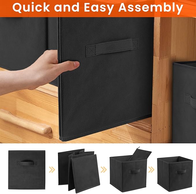 Criusia Large Storage Cubes - 13 Inch Heavy Duty Fabric Storage Bins for Shelves Closet, Cube Organizer - 8 Pack Collapsible 