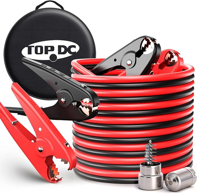 TOPDC 2 Gauge 16 Feet Jumper Cables for Car, SUV and Trucks Battery, Heavy Duty Automotive Booster Cables for Jump Starting Dead or Weak Batteries with Carry Bag
