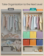 SONGMICS Storage Cubes, Set of 6 Odorless Foldable Storage Boxes, 10.2 x 10.2 x 11 Inches, Closet Organizers for Shelf, Rainb