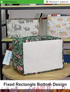 LANGYASHAN Rectangular Storage Bin Collapse Canvas Fabric Cartoon Storage Basket with Handles for Organizing Home Kitchen Boy