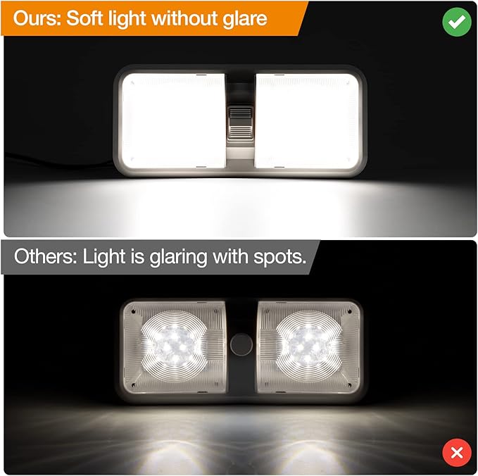 RV Led Lights Interior 12v Volt Fixtures, 1000LM 8W Camper Light For Inside, Rv Ceiling Dome Lamp Led 12v With Switch For RV/Camper/Trailer/Boat (Natural White,4000K-4500K,5pack).