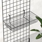 23.6" L x 11.8" D x 3.9" H - 6 pcs Black Wire Baskets for GridWall and SlatWall - Merchandiser Baskets,Grid wall Shelves Hang