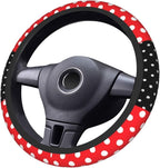 Cute Red Polka Dots Steering Wheel Cover for Women,Universal Fit 14-15 inch, Fashion Automotive Interior Decorative,with 2 Pa