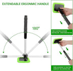 XINDELL Windshield Cleaning Tool for Car – Extendable Handle Window Cleaner with Reusable Microfiber Pads, Streak-Free Interi