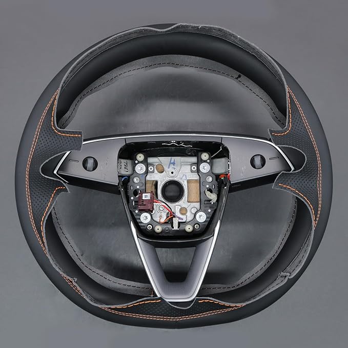 MEWANT DIY Stitching 3D Style Steering Wheel Cover Wrap for Tesla Model 3 Highland 2023-2025/Model Y 2025 Highland for Tesla Model 3/Model Y Accessories(3D Style)