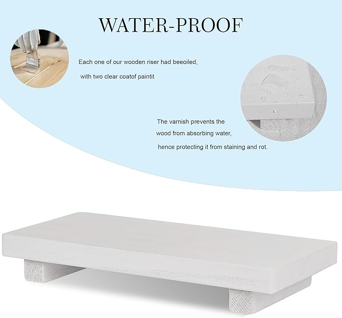 zoocatia Small Wood Tray Pedestal Stand Farmhouse Bathroom Decor Decorative Wooden Riser Kitchen Soap Dish Holder for Vanity,
