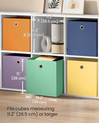 SONGMICS Storage Cubes, Set of 6 Odorless Foldable Storage Boxes, 10.2 x 10.2 x 11 Inches, Closet Organizers for Shelf, Rainb