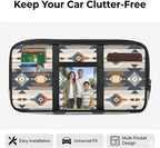 Geometric Zippered Automotive Sun Visor Organizer with Adjustable Straps and Card Holder Sun Visor Multi-Pocket Organizer with Picture Frame Easy Installation Universal Fit for Most Cars Suv