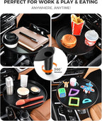 FLORICH Car Tray and Cup Holders, 360° Rotating Car Desk for Laptop, Upgraded Steering Wheel Tray, Car Food Tray Table for Eating, Automatic Center Console Cup Holder Universal Fit