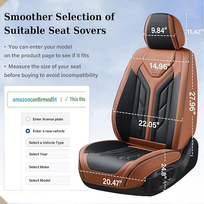 Coverado Seat Covers, Car Seat Covers Full Set, Leather Seat Covers for Cars, Automotive Seat Covers Car Seat Protector Car A