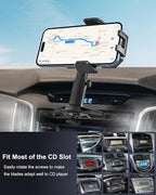 woleyi CD Phone Holder for Car - Height Adjustable Car Phone Holder CD Slot, Ultra Sturdy CD Player Cell Phone Holders for Your Car for iPhone 17 Pro Max 16 15 14 13 12 Air Plus, S25, 4-7" Smartphones