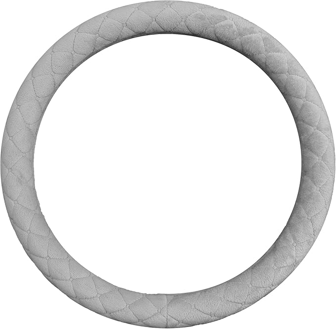 Soft Car Steering Wheel Cover for Sedan, SUV, Warm Luxury Velvet, Odorless, Universal, Anti Slip, Summer Winter, Gray, Large 
