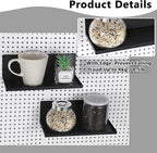 Kokone 6 Pack Magnetic Pegboard Shelves with Lip Around The Edge, 10x4.3 Inch Metal Peg Board Shelves Accessories for Storing