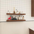 Floating Shelves for Wall, Set of 2 Solid Wood Wall Shelves for Bathroom, Small Hanging Shelf for Books Storage Room Decor (W