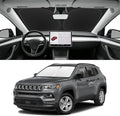 Custom Fit Windshield Sun Shade for Jeep Compass 2017-2025, Blocks UV & Heat, Front Window Sunshade Accessories, Easy Fold & Store Keep Your Car Cooler
