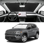 Custom Fit Windshield Sun Shade for Jeep Compass 2017-2025, Blocks UV & Heat, Front Window Sunshade Accessories, Easy Fold & Store Keep Your Car Cooler