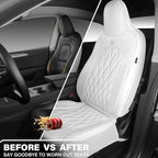 CAR PASS Nappa Leather High Back Front Seat Covers, Tesla Model 3 Model Y Breathable Faux Leather Front Bucket Seat Covers, A