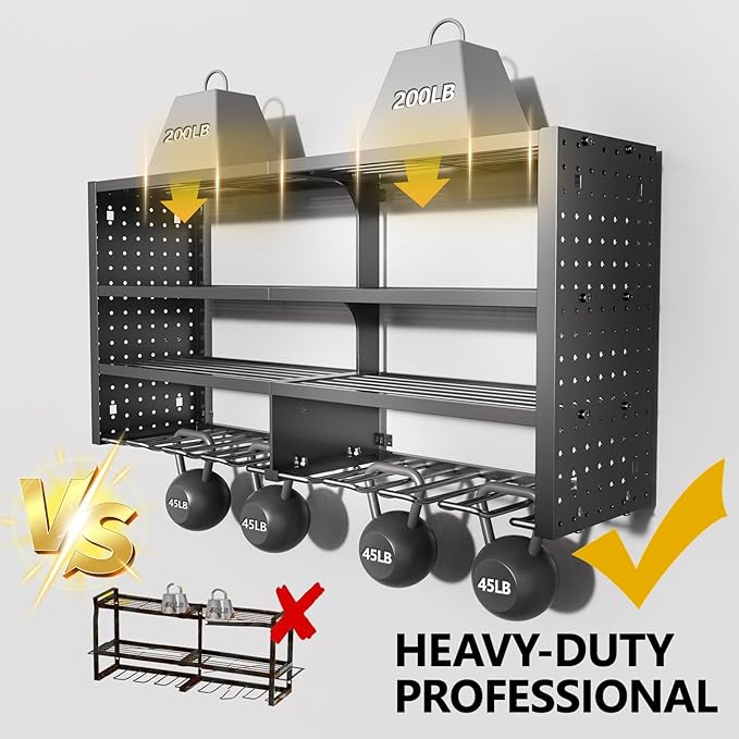 Large Power Tool Organizer Wall Mount, 4 Layer Garage Storage Cordless Tool Organizer with 8 Drills Holder, Heavy Duty Premiu