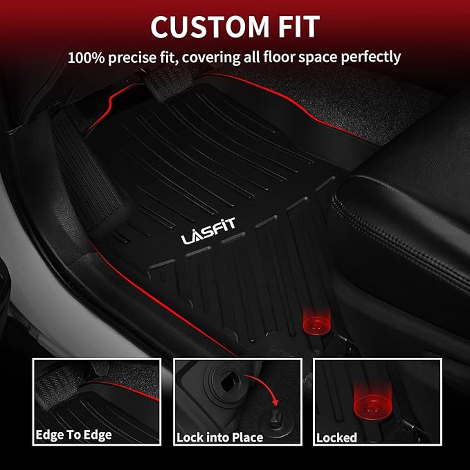 LASFIT Floor Mats for Toyota RAV4 2013-2018(Not Fit Hybrid) All Weather TPE Mats Custom Fit Floor Liner for Toyota RAV 4 LE/XLE/SE/Limited/Adventure Front and Rear 2 Row Car Mats,Black