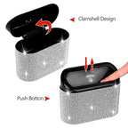 NBTEPEM Bling Car Trash Can with Lid - 2 Pack, Mini Auto Garbage Can with 60 Trash Bags, Automotive Garbage Container Bin, Bling Car Accessories Trash Can for Women (Silver Diamond)