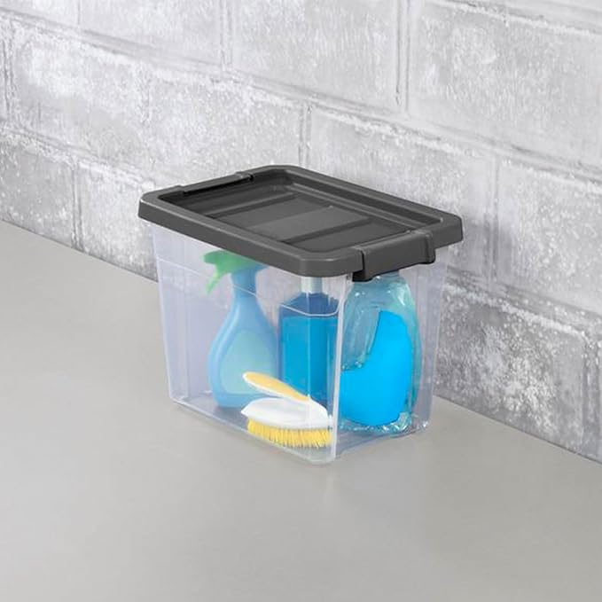 Sterilite 24-Pack Modular Stacker Box, Durable Clear Plastic Storage Bins with Latching Lids, 30 Quart - Stackable Organizing