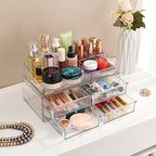 ZHIAI stackable storage drawer, transparent cosmetics storage box, cosmetics and beauty products storage organizer, suitable 