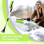 27"-33" Snow Brush and Detachable Ice Scraper with Ergonomic Foam Grip Scalable Range 27" Winter Accessories for Cars Trucks SUV(Green)