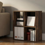 Furinno PELLI Book Shelf, 4 Cube Bookshelf with Open Back & Closed Back Cubes, 2 x 2 Storage Organizer Cabinet, 11.6 x 24.2 x
