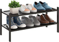 BMOSU 2-Tier Bamboo Shoe Rack Premium Stackable Shoe Shelf Storage Organizer for Hallway Closet Living Room Entryway Organize