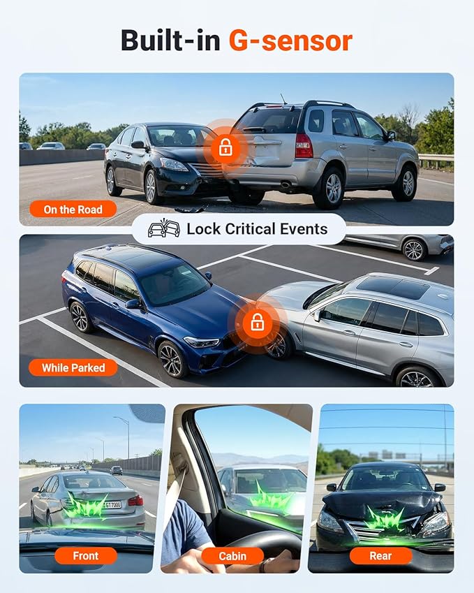 Vantrue New N4S 3 Channel Dash Cam, Front Rear Inside 2.7K+1440P+1440P Dashcam for Cars, Front and Rear Dual Channel, PlatePi