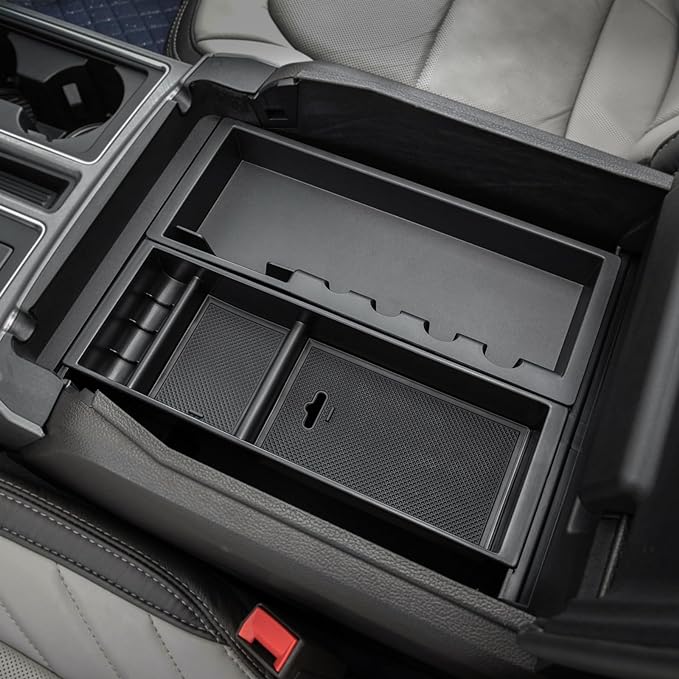 PIMCAR Center Console Organizer for Ford F150 2021 2022 2023, F150 Lightning 2022 2023 Armrest Storage Box Accessories ABS Plastic (Work Great with The Factory Tray)-One Tray