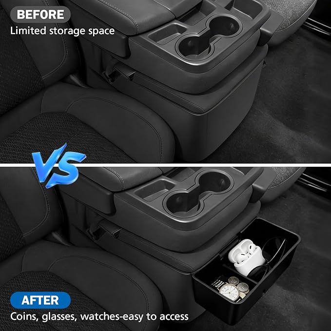 Center Console Hanging Organizer for 2019–2025 Silverado/Sierra 1500 & 2020–2025 Silverado/Sierra 2500HD 3500HD, Split Bench Seat Side Storage Box, Heavy Duty ABS