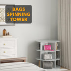 SpaceAid 3 Tier Rotating Shoe Rack Tower, Spinning Shoe Display Lazy Susan, Revolving 360 Shoe Rack Storage Round Carousel, V