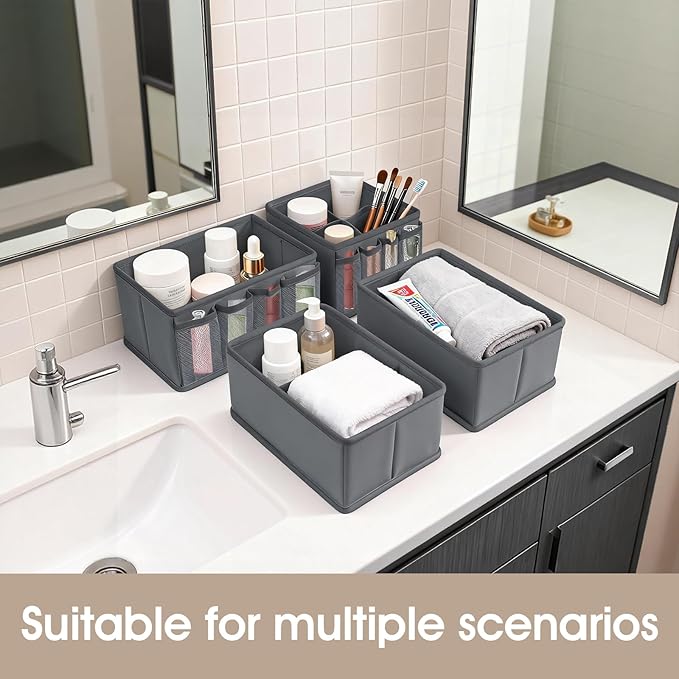 VERONLY Cosmetic Storage Bins Makeup Organizer, Adjustable Multifunction Storage Box Desk Drawer Divider for Makeup Brushes, 