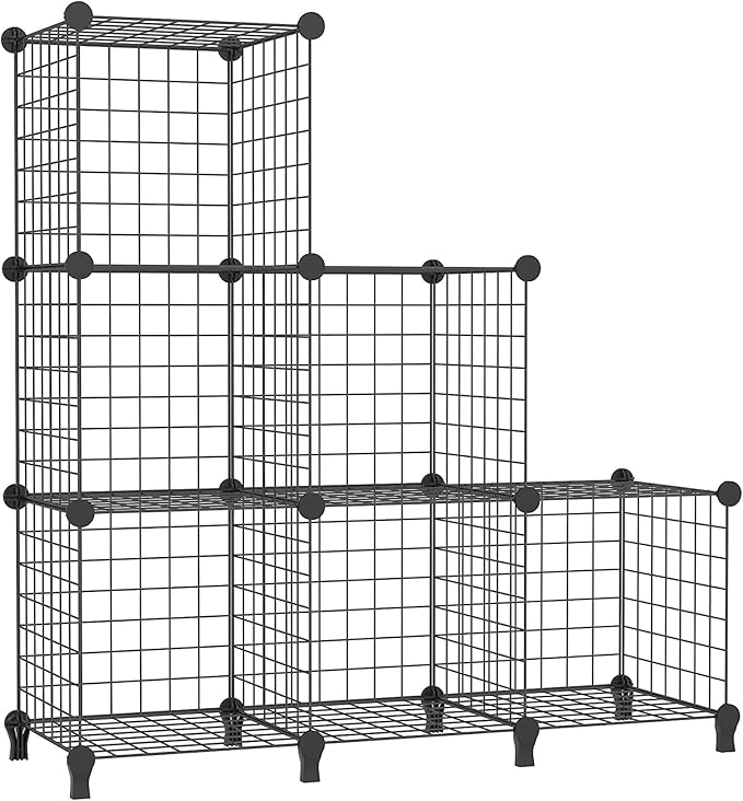 AWTATOS Wire Cube Storage Organizer, Closet Organizers and Storage, Metal 6 Cube Storage Shelves Bookshelf, Portable Closet C