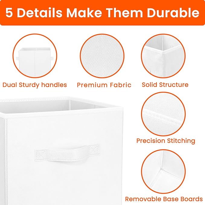 Criusia Storage Cubes, 11 Inch Cube Storage Bins for Shelves Closet Nursery Bedroom - 10 Pack Collapsible Baskets with Handle