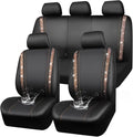 CAR PASS Bling Diamond Car Seat Covers Full Sets, Shining Rhinestone Waterproof Faux Leather, with Zipper, Universal Fit Automotive Glitter Crystal Sparkle Strips Cute Women Girl, Champagne Gold