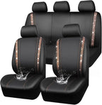 CAR PASS Bling Diamond Car Seat Covers Full Sets, Shining Rhinestone Waterproof Faux Leather, with Zipper, Universal Fit Automotive Glitter Crystal Sparkle Strips Cute Women Girl, Champagne Gold