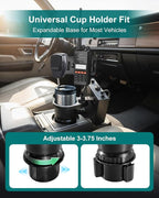 Universal Cup Holder Expander Mount for Satellite Radio CB Mic and Walkie Talkie, 3-in-1 Car Organizer Hanger, 2.6-3.5In Adju